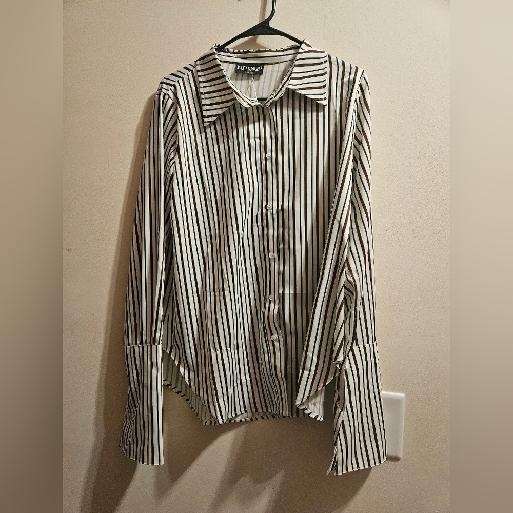 Kittenish Striped Button Down